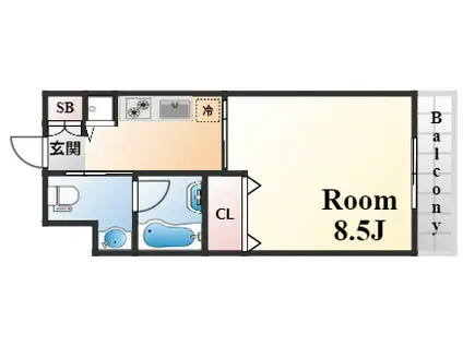 エステムコートみなと元町・THE・FIRST(1K/14階)の間取り写真