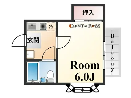 ボンピエスデ六甲(1K/2階)の間取り写真