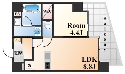 リノスタイル神戸下山手(1LDK/6階)の間取り写真