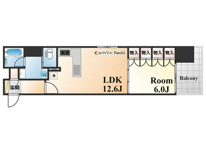 リーガル神戸三宮(1LDK/6階)の間取り写真