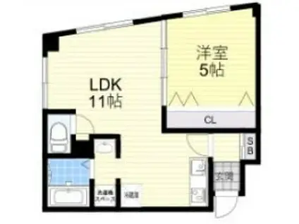 タマダ第2ビル(1LDK/4階)の間取り写真