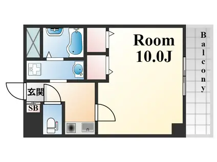 ソレアード岡本南(1K/4階)の間取り写真