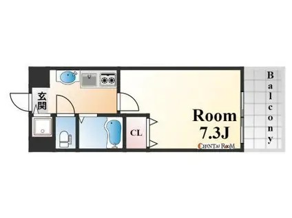 エステムコート三宮山手Ⅱソアーレ(1K/8階)の間取り写真
