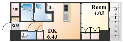神戸元町NOAH(1DK/3階)の間取り写真