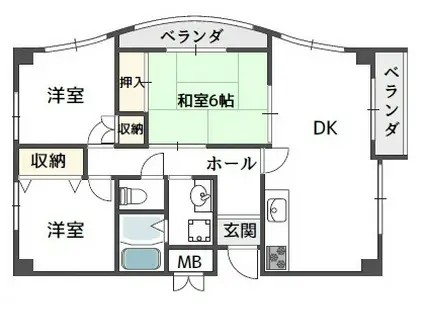 ファイブ西岡本(3LDK/2階)の間取り写真