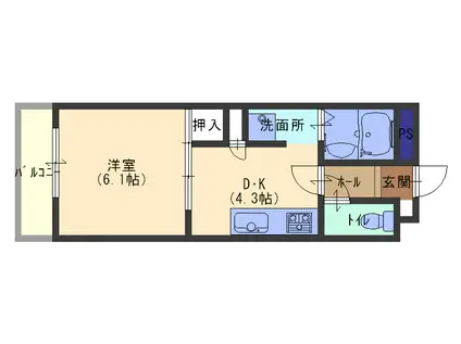 第二和光ハイツ(1DK/3階)の間取り写真