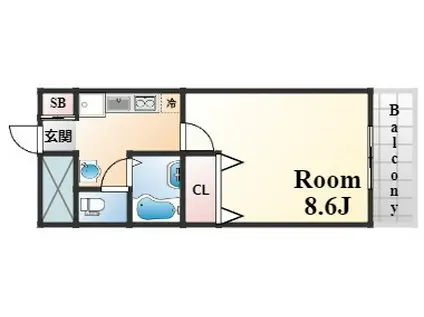 ザ・シティ王子公園(1K/4階)の間取り写真