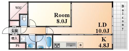 サニープレイス西芦屋2号館(1LDK/8階)の間取り写真