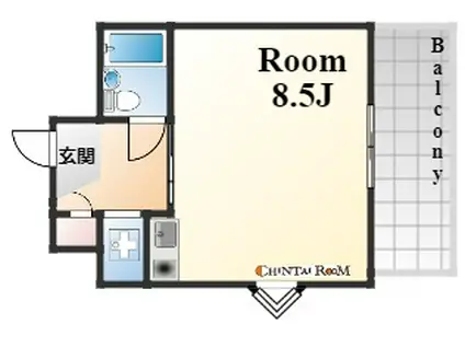 ライオンズマンション神戸西元町(1K/4階)の間取り写真