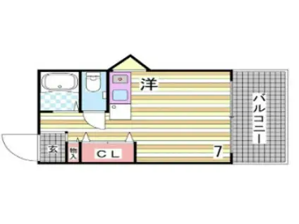 ヒラボウマンション国香通(ワンルーム/2階)の間取り写真