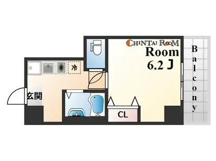 ヒューネット神戸元町通(1K/6階)の間取り写真