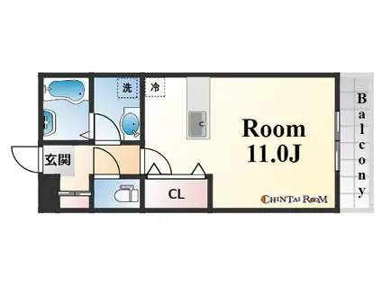 ローズコート芦屋(1K/2階)の間取り写真