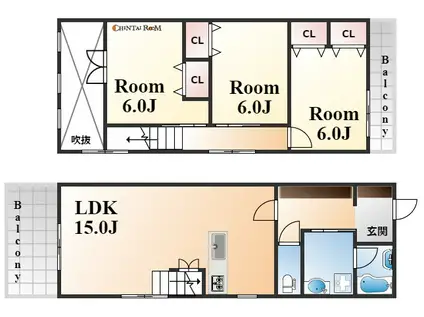 プレステージ森南(3LDK)の間取り写真