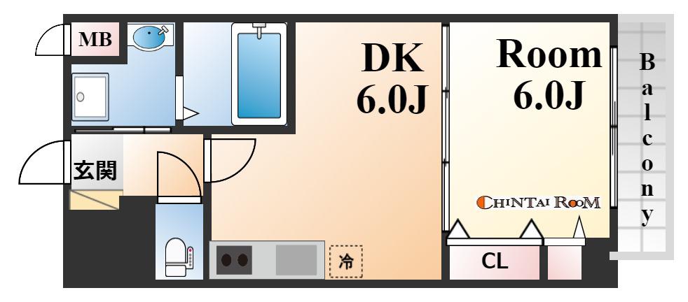 プレサンス三宮フラワーロード(1DK/10階)の間取り写真