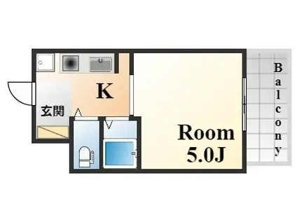 ライオンズマンション三宮(ワンルーム/3階)の間取り写真