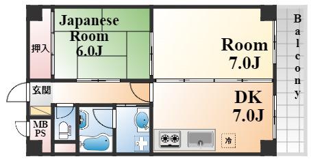 サンヒルズ西灘(2DK/2階)の間取り写真