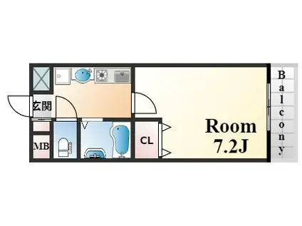 エスポワール三宮パートⅡ(1K/8階)の間取り写真
