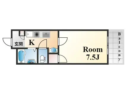 アカツキビル(1K/2階)の間取り写真