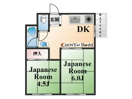 中野マンション(2DK/5階)の間取り写真