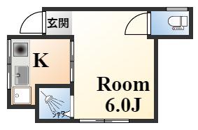 福富荘(1K/2階)の間取り写真