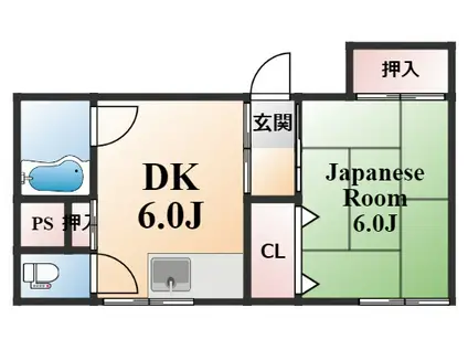 山脇ビル(1DK/3階)の間取り写真