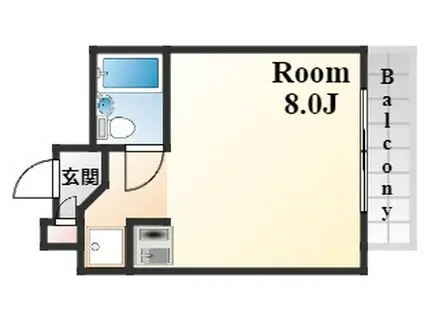 ライオンズマンション神戸西元町(1K/7階)の間取り写真