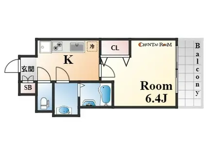 プレサンス神戸キュリオ(1K/3階)の間取り写真