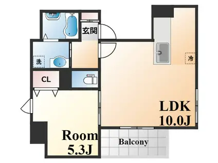 プレサンス三宮ディライト(1LDK/6階)の間取り写真