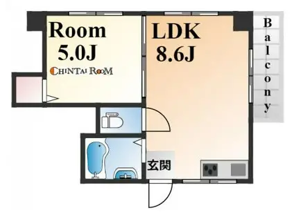 サンビルダー三宮東(1LDK/4階)の間取り写真