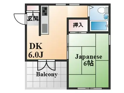 ルミエール東灘(1DK/4階)の間取り写真