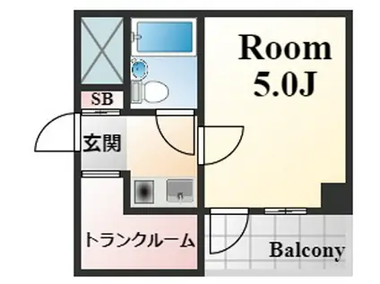 万葉ハイツ元町(1K/6階)の間取り写真