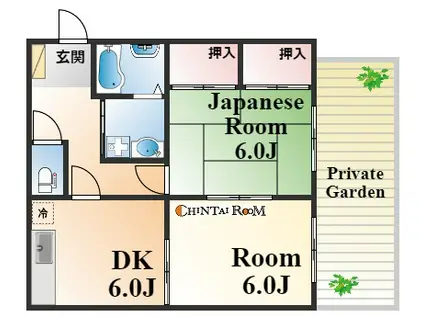 クレスト六甲(2DK/1階)の間取り写真