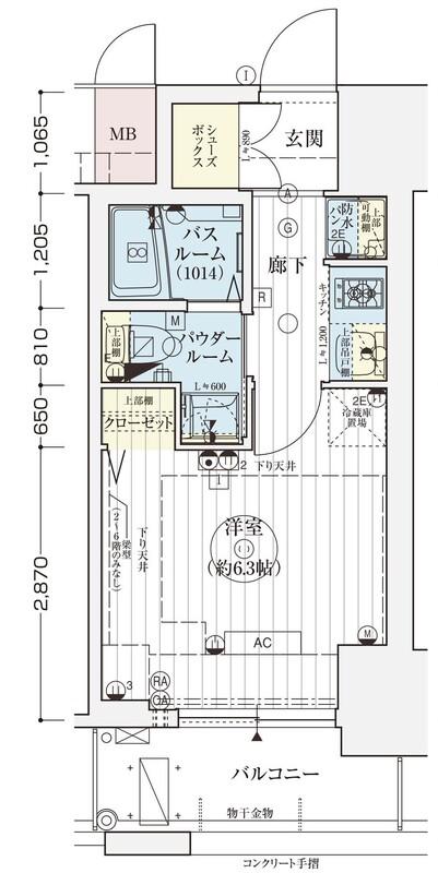 エステムプラザ神戸三宮ルクシア(1K/4階)の間取り写真