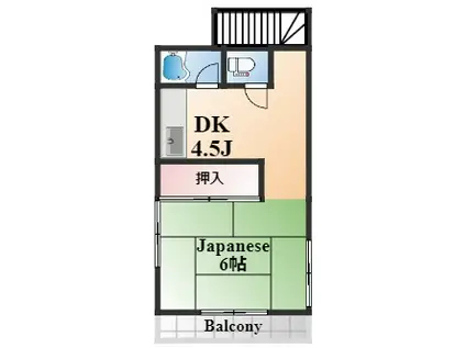 二宮ハイツ(1DK/2階)の間取り写真