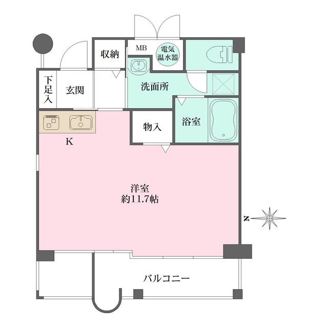 チェリービュウ芦屋川(1K/3階)の間取り写真