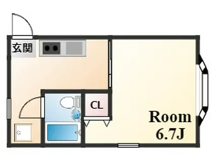 北野ハウス(1K/1階)の間取り写真