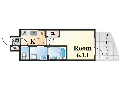 セレニテ三宮リアン(1K/10階)の間取り写真