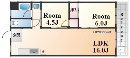 一王山グランドハイツ(2LDK/2階)の間取り写真