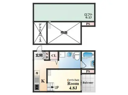 パロアルト2(1K/1階)の間取り写真