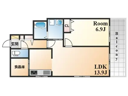 プレサンス新神戸(1LDK/12階)の間取り写真