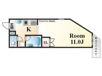 ヌーベルダルマビル(1K/4階)の間取り写真