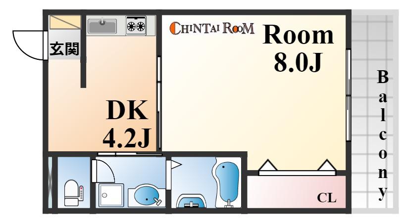 アモンコートI(1DK/2階)の間取り写真