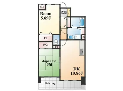 LAZO御影(2LDK/4階)の間取り写真