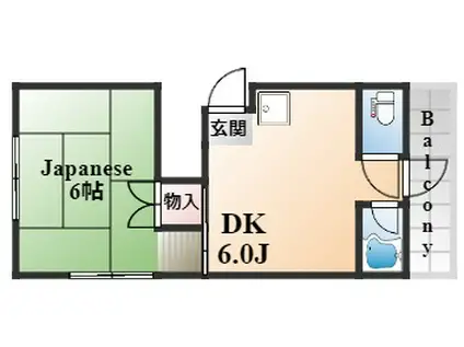 ハーバーハイツ神戸(1DK/3階)の間取り写真