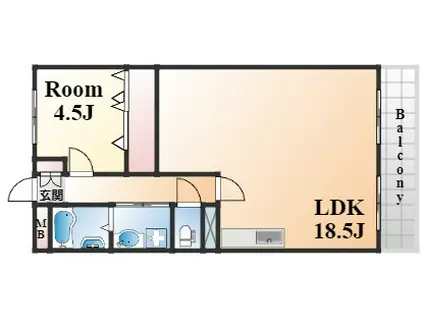 芦屋サウスマンション(1LDK/3階)の間取り写真