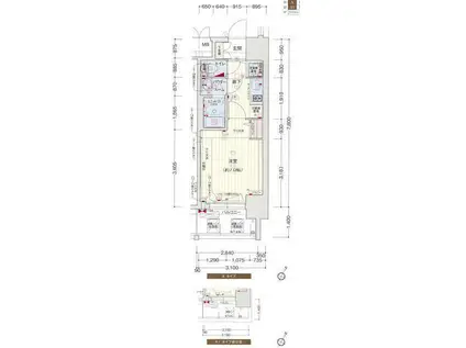 プレサンス三宮ディライト(1K/5階)の間取り写真