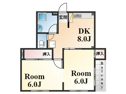 マツヤパークマンション(2DK/2階)の間取り写真