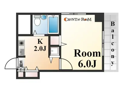 ジョイフル六甲Ⅱ(1K/2階)の間取り写真