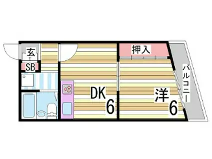 グランディア花隈駅前(1DK/6階)の間取り写真