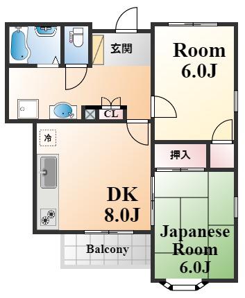 深江北町4丁目マンション(2DK/3階)の間取り写真